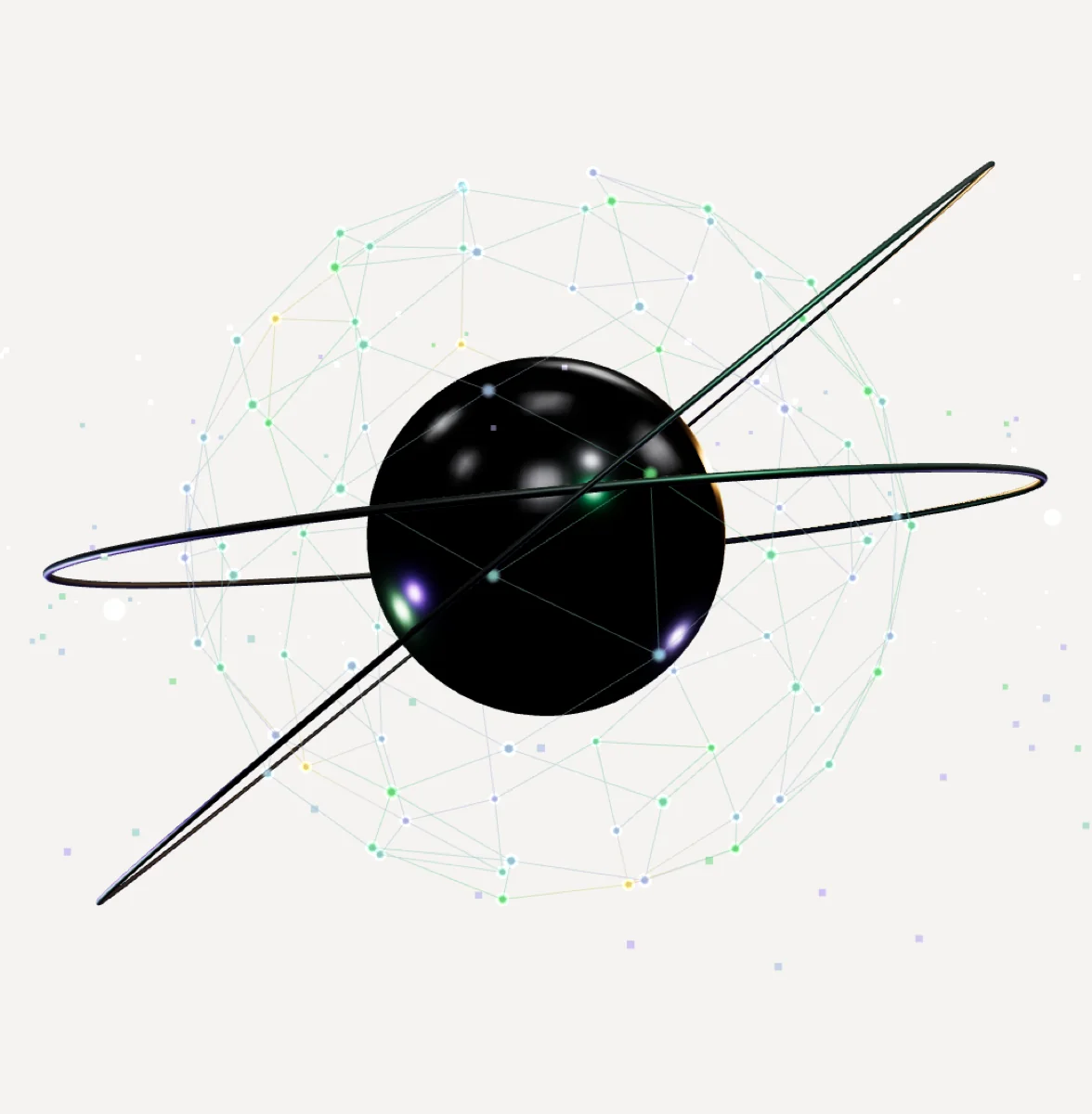 The seoagent.au agent — gradient orb with chrome orbital rings